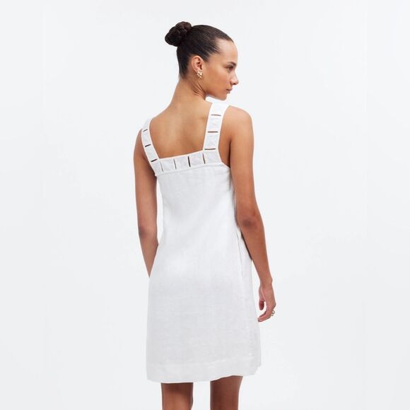 Madewell NWT Embroidered Tank Mini Dress in Linen Size 6 in Eyelet White - Picture 4 of 12